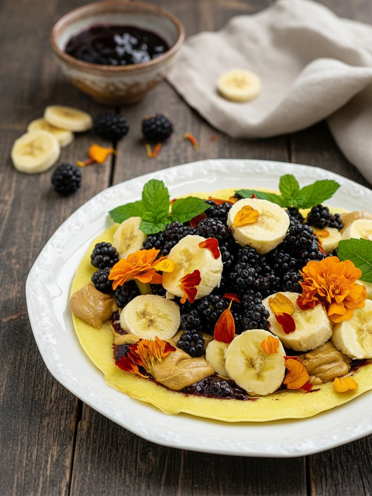 Omlet jeżynowo-bananowy